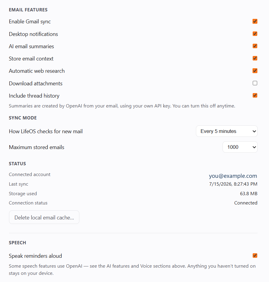 Gmail email settings